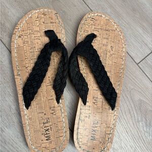 Mixit Cork Sandals with Braided Black Straps